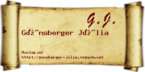 Günsberger Júlia névjegykártya